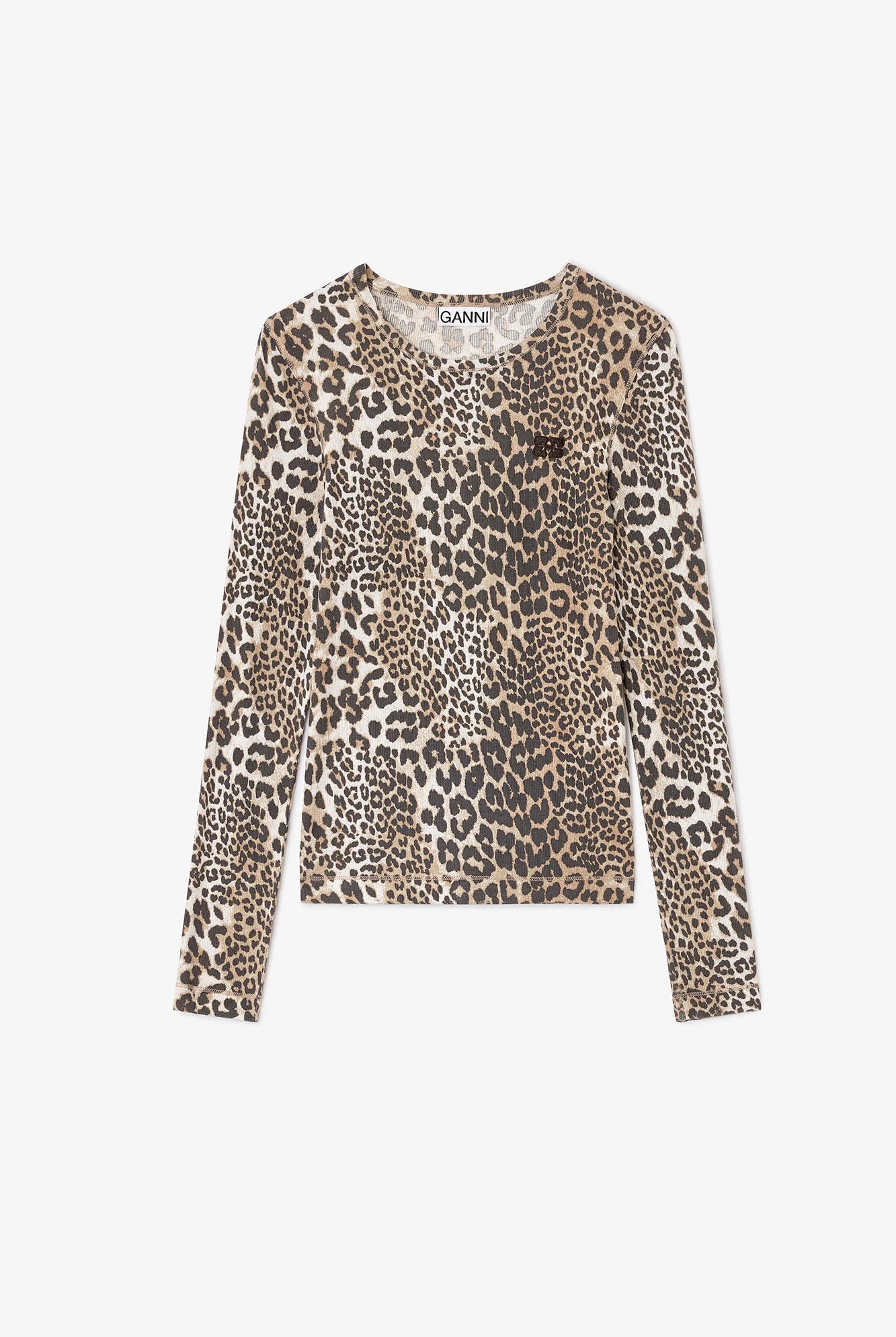 Klasyczny, dopasowany longsleeve Soft Cotton Rib Print Leopard marki GANNI w wyrazisty print w panterkę. Ma okrągły dekolt i długie, dopasowane rękawy. Na lewej piersi posiada subtelne logo marki. Wykonany z miękkiej tkaniny z bawełny organicznej i elastanu.
-Dopasowany krój
-Panterkowy print
-Zamów longsleeve w swoim standardowym rozmiarze