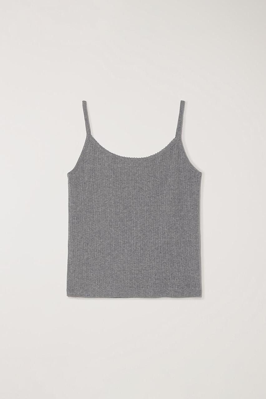Krótki, cienki, szary top na ramiączkach CROCHET SLEEVELESS Dunst