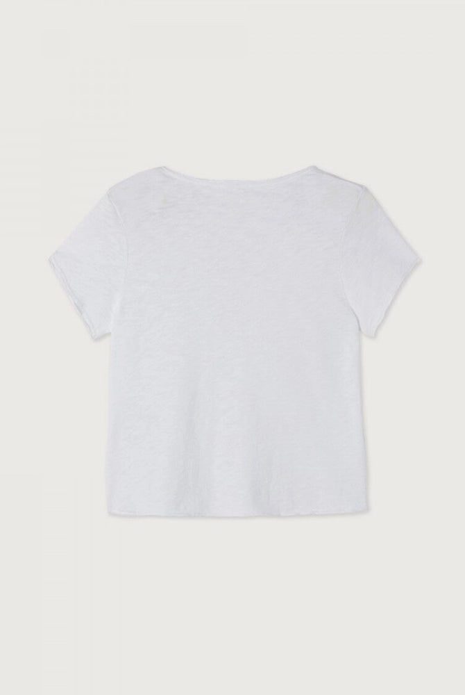 Luźny t-shirt o prostym kroju SONOMA American Vintage z krótkim rękawem dekoltem w serek. Wykonany z grubej, miękkiej bawełny. Surowo wykończony