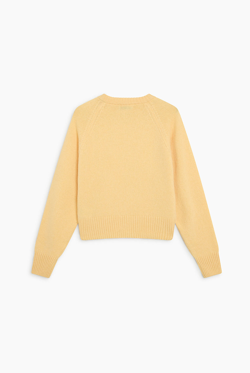Jasny, pastelowy sweter Breeze TNS Sunlight o klasycznym, prostym kroju z okrągłym dekoltem wykończonym delikatnym ściągaczem. Posiada długie, nieco luźniejsze rękawy, które przy nadgarstkach przechodzą w szerokie ściągacze. Dół ma nieco krótszą długość, sięgającą do okolic pasa, co sprawia, że świetnie komponuje się z ciemnymi, szerokimi spodniami z wysokim stanem. Wykonany z mieszanki wełny merino i kaszmiru.
-Okrągły dekolt
-Wykończony ściągaczami
-Miękka tkanina z wełną merino i kaszmirem