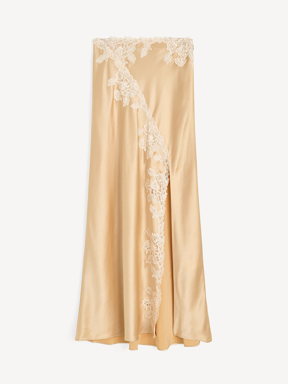 Romantyczna, satynowa, maxi spódnica Erika Vanilla Cream By Malene Birger z koronkowymi detalami w stylu vintage, zapięciem na zamek błyskawiczny i haftkę. Posiada efektowne rozcięcie z przodu. Wykonana z niezwykle miękkiej, szybko schnącej i wygodnej w noszeniu tkaniny.
-Koronkowe wykończenia
-Rozcięcie z przodu
-Zamów spódnicę w swoim standardowym rozmiarze