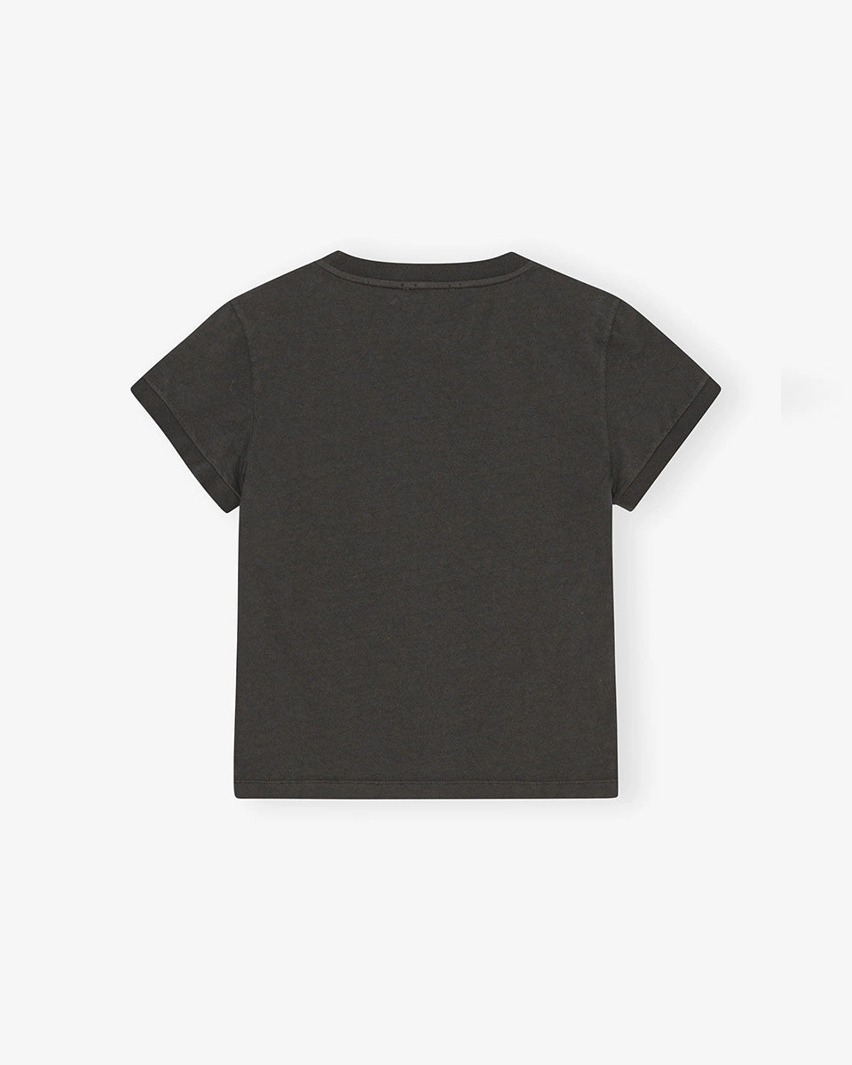 Ciemnoszary, bawełniany t-shirt 4239 Jersey Poodle Baby GANNI z uroczym printem z psem i logo marki.