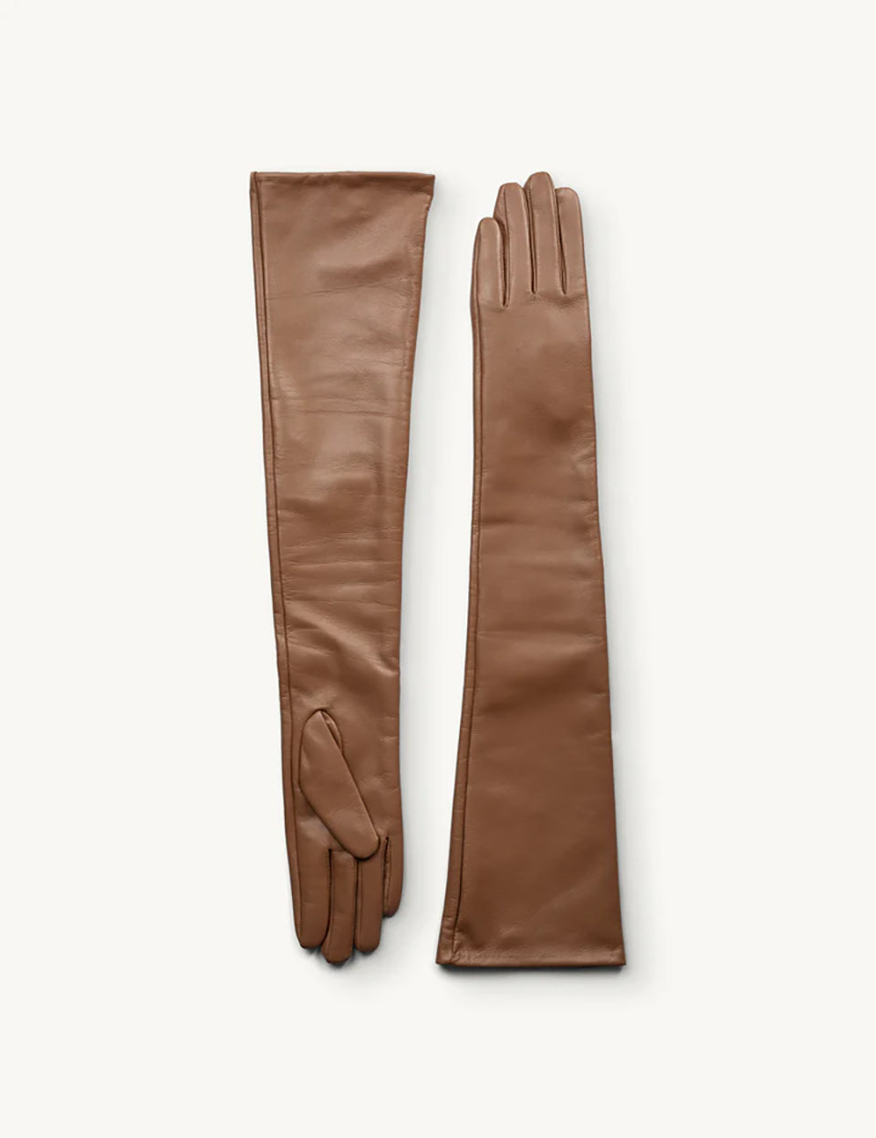 Eleganckie, skórzane rękawiczki TG Camel sięgające do łokci. Wykonane z najlepszej jakości miękkiej skóry koziej. Są wyrazistym dodatkiem, który udoskonali Twoją garderobę na specjalną okazję. 