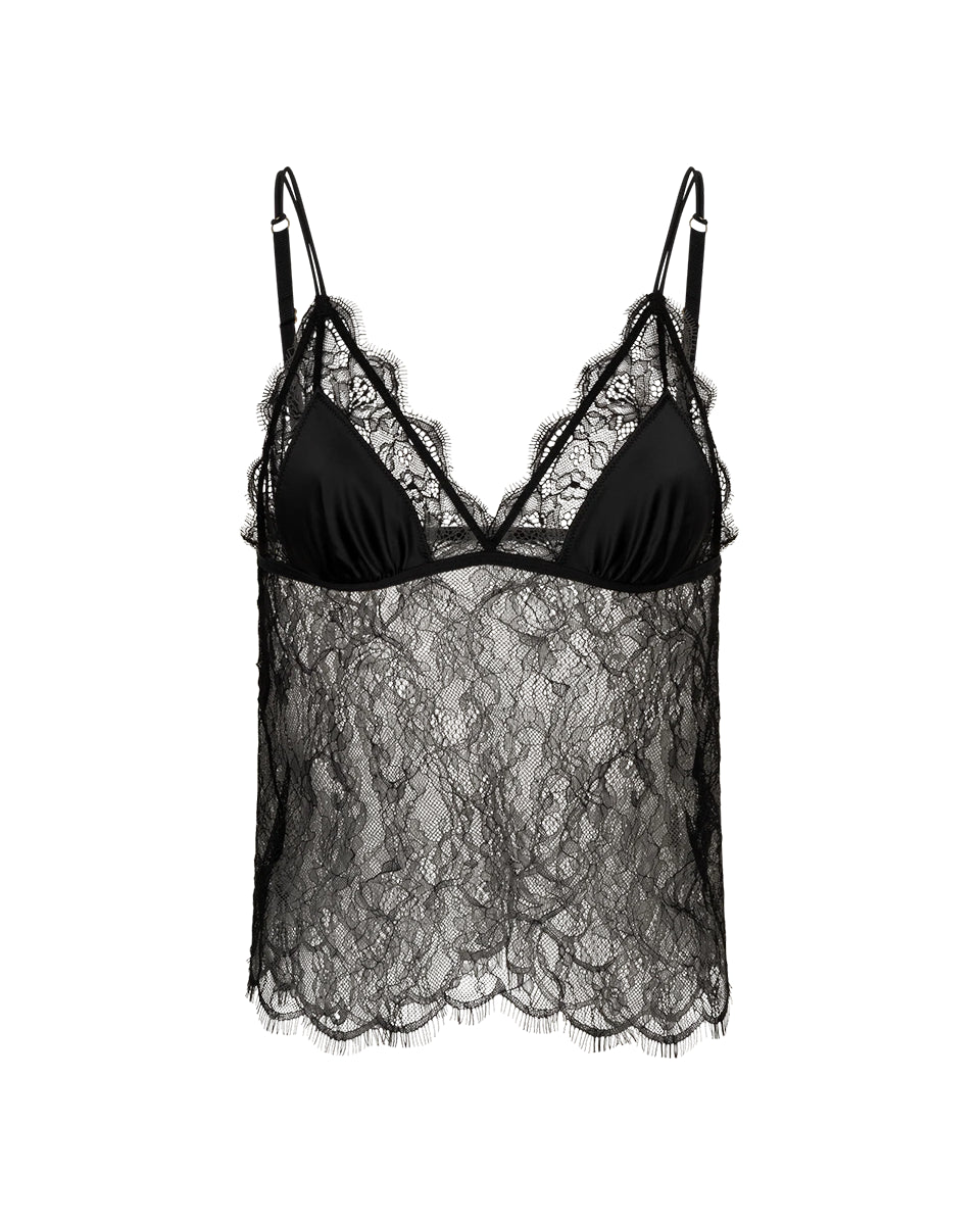 Koronkowy, czarny top Love Lace Long Black marki Love Stories z satynowym biustonoszem trójkątnym bez usztywnień. Dolna część wykonana jest z półprzezroczystej, misternie wzorzystej koronki o nieregularnym, falistym brzegu. Posiada regulowane ramiączka. Ten wszechstronny element garderoby można nosić samodzielnie lub wykorzystywać do tworzenia nowoczesnych, warstwowych stylizacji- świetnie zaprezentuje się nałożony na gładki, klasyczny t-shirt.
-Satynowa część z trójkątnym biustonoszem
-Koronkowe wykończe