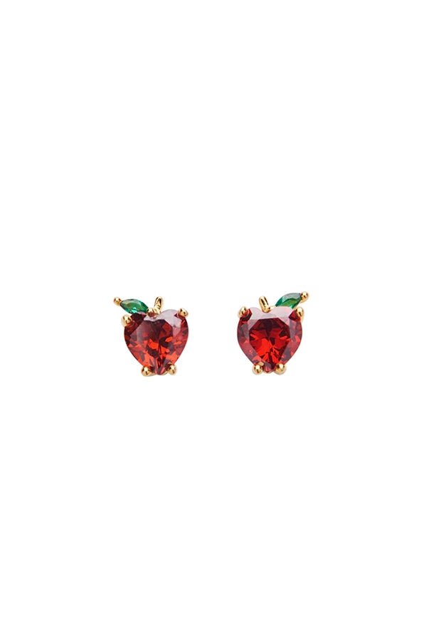 Niewielkie, pozłacane kolczyki wkręty z kryształowymi jabłkami Apple Crystal Stud Pico Copenhagen.