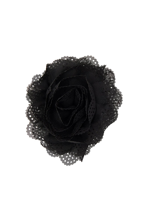 Duża spinka do włosów z dużymi zębami Lace Rose Pico Copenhagen i z materiałową, koronkową różą.