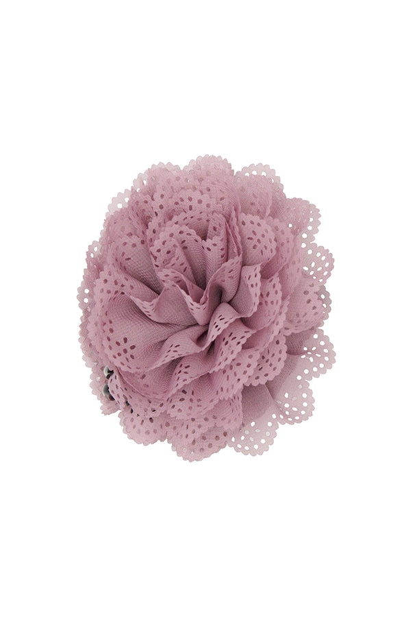 Duża spinka do włosów z dużymi zębami Lace Rose Pico Copenhagen i z materiałową, koronkową różą. 