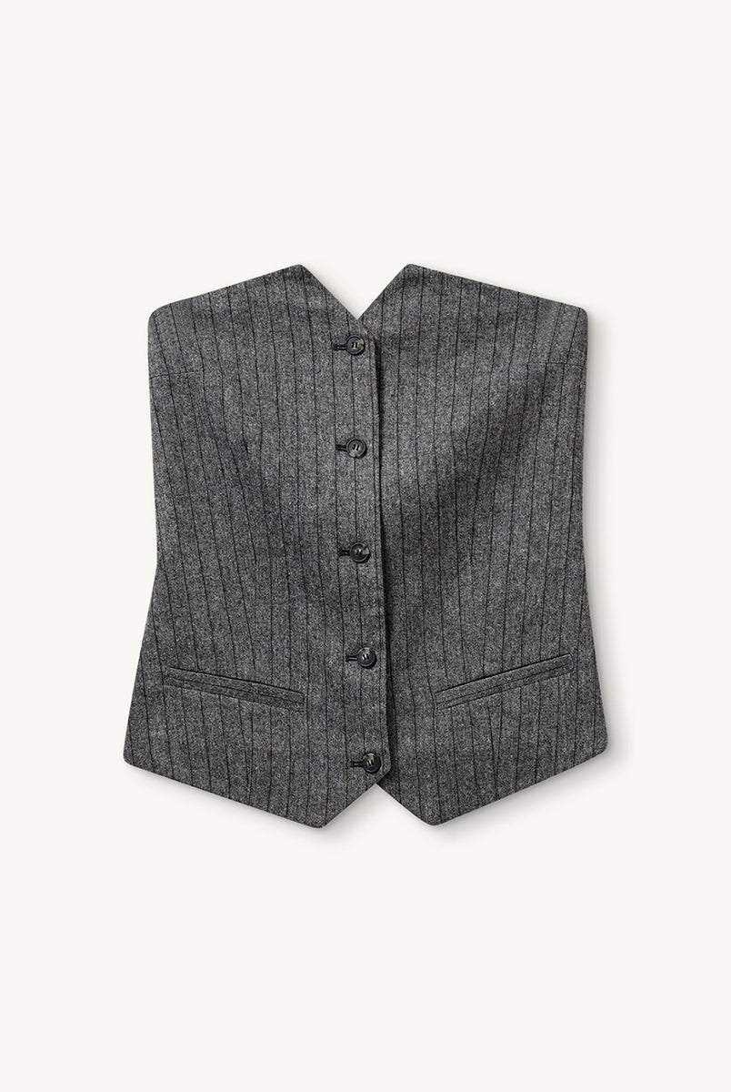 Elegancki top w formie kamizelki bez ramiączek Tilda Tube The Garment. Zapinany na guziki.