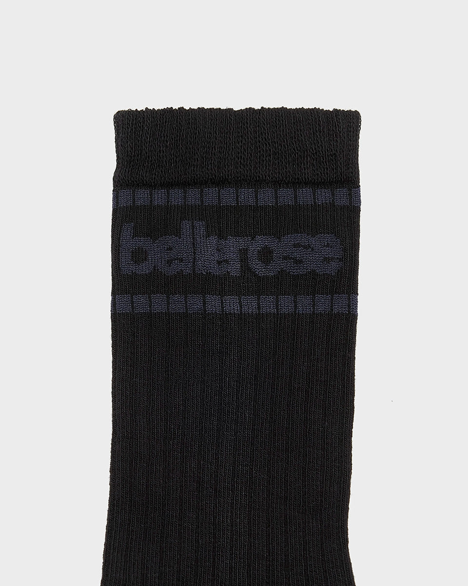 Średniej długości, prążkowane skarpetki Vrel Black BELLEROSE z paskami i logo marki. 