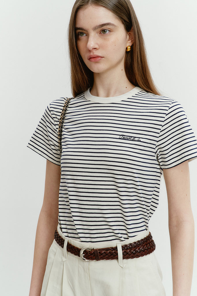 klasyczny, bawełniany t-shirt w prążki Essential Stripe Logo T-shirt Dunst