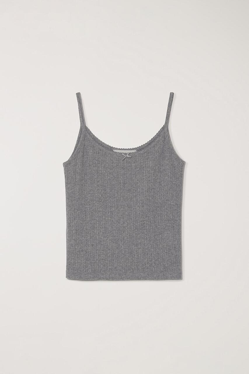 Krótki, cienki, szary top na ramiączkach&nbsp;CROCHET SLEEVELESS Dunst