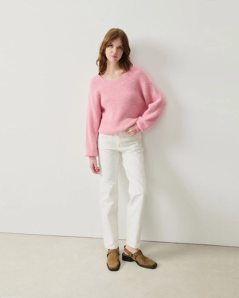 Luźny, różowy sweter EAST American Vintage o pudełkowym kroju