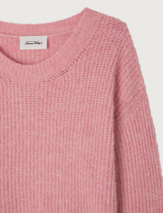 Luźny, różowy sweter EAST American Vintage o pudełkowym kroju