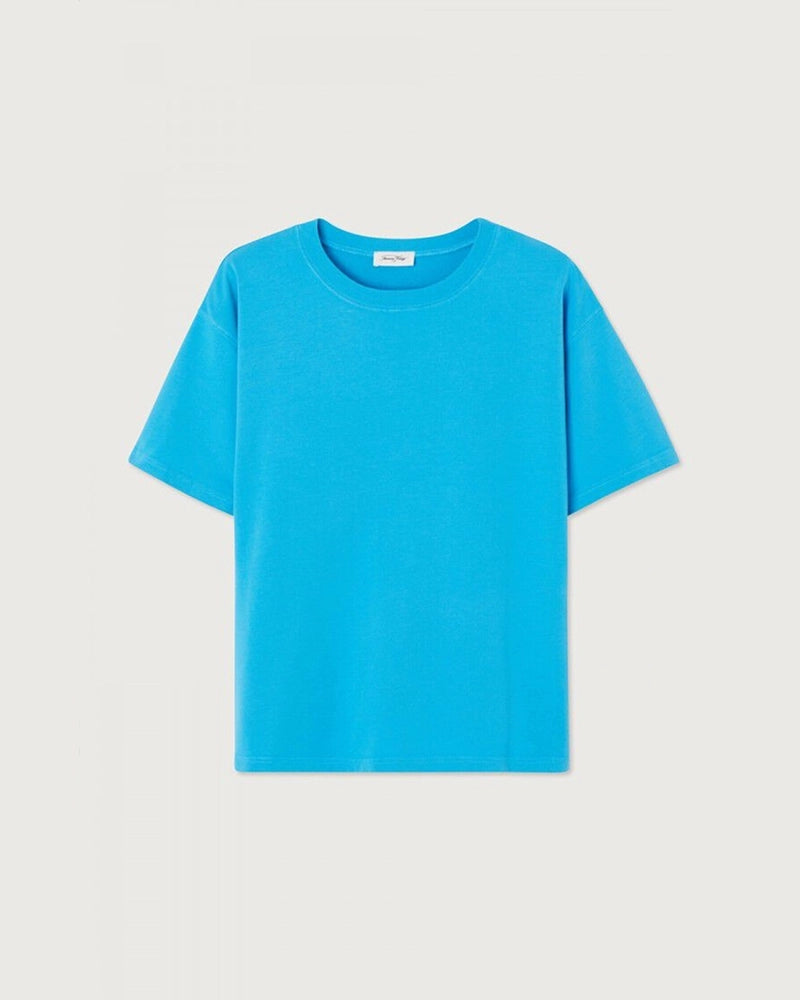 Niebieski pudełkowy T-shirt FIZVALLEY Bleu American Vintage