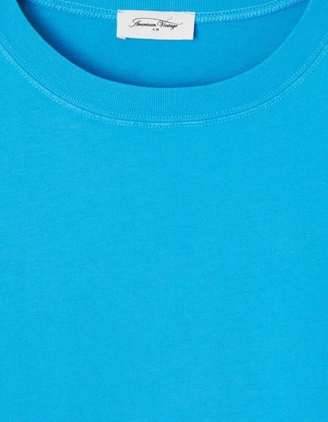 Niebieski pudełkowy T-shirt FIZVALLEY Bleu American Vintage