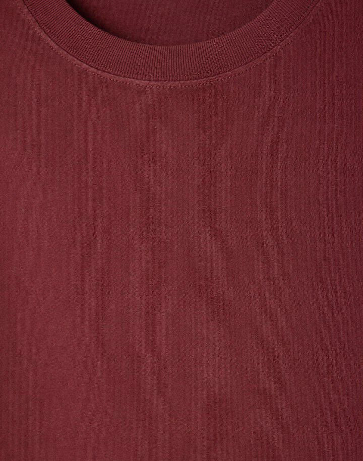 Pudełkowy bordowy bawełniany T-shirt FIZ02 Bordeaux American Vintage