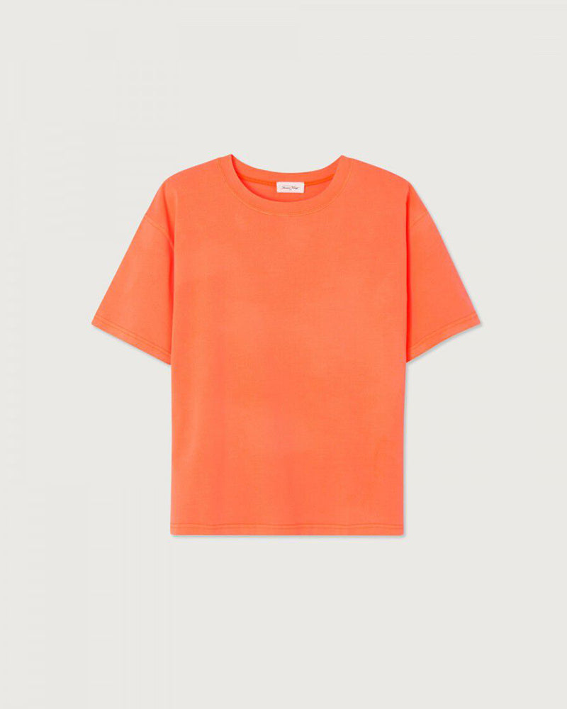 Pomarańczowy bawełniany T-shirt FIZVALLEY Feu Fluo American Vintage