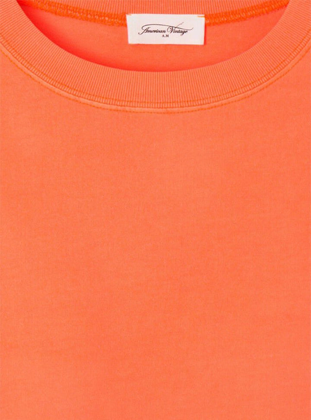Pomarańczowy bawełniany T-shirt FIZVALLEY Feu Fluo American Vintage