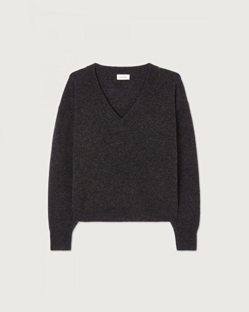 Pudełkowy ciemnoszary sweter z wełną i kaszmirem  RAX18 Charbon American Vintage
