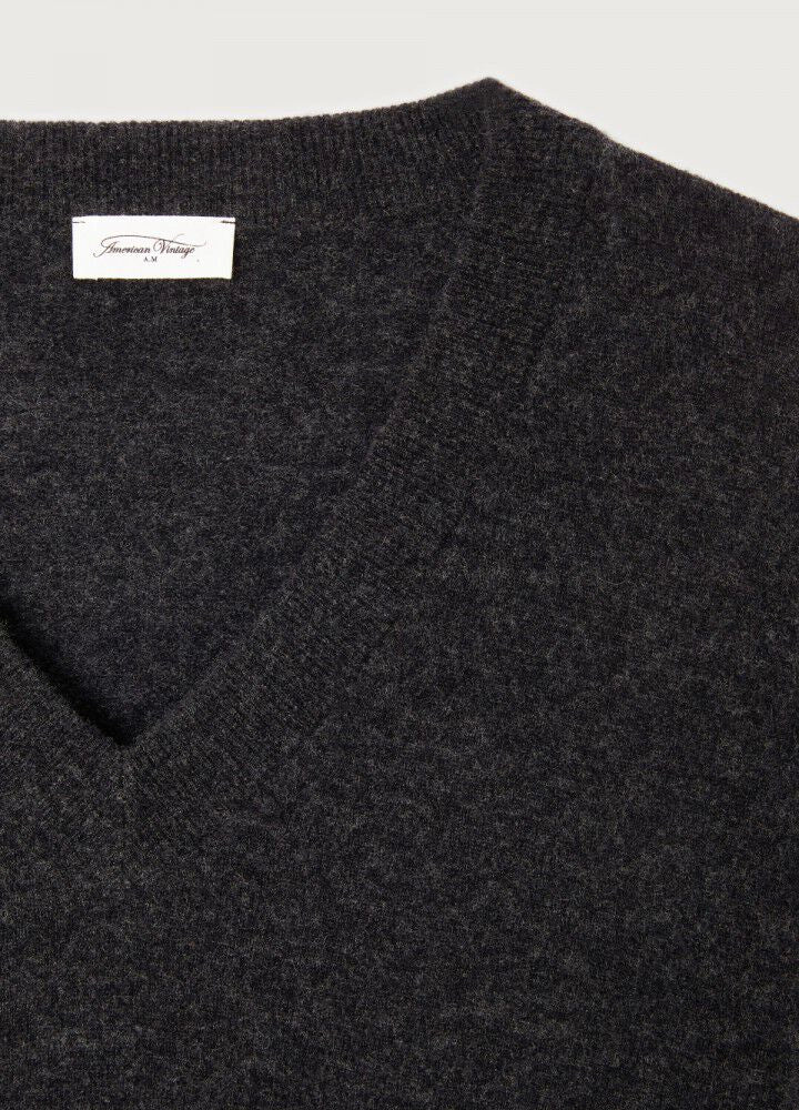 Pudełkowy ciemnoszary sweter z wełną i kaszmirem  RAX18 Charbon American Vintage