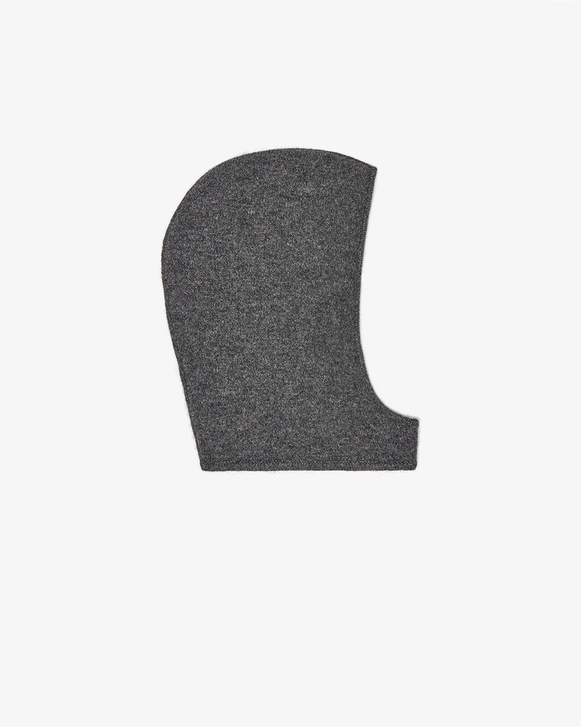 Luźna, szara balaclava 7207 GANNI Phantom z bardzo miękkiej dzianiny z wełny.