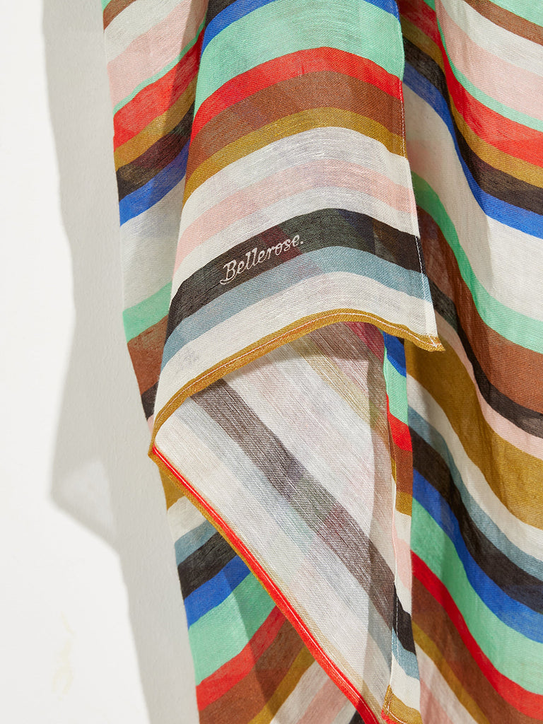 Duża chusta pareo z lnem  w kolorowe paski Sines Bellerose