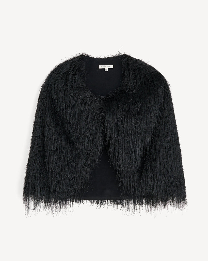 Krótkie, eleganckie bolerko Pinla By Malene Birger z efektownej tkaniny z długim włosiem.