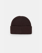 Brązowa, gruba, wywijana czapka beanie Knitted CLOSED z prążkowaną fakturą. Wykonana w 100% z wełny.
