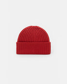 Czerwona, gruba, wywijana czapka beanie Knitted CLOSED z prążkowaną fakturą. Wykonana w 100% z wełny.