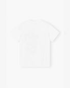Luźny, bawełniany, biały t-shirt 4238 BASIC COTTON JERSEY ANIMAL GANNI z okrągłym dekoltem i krótkim, szerokim rękawem. Z przodu posiada grafikę uroczych zwierzątek, napis 'Have a nice day' oraz logo GANNI.