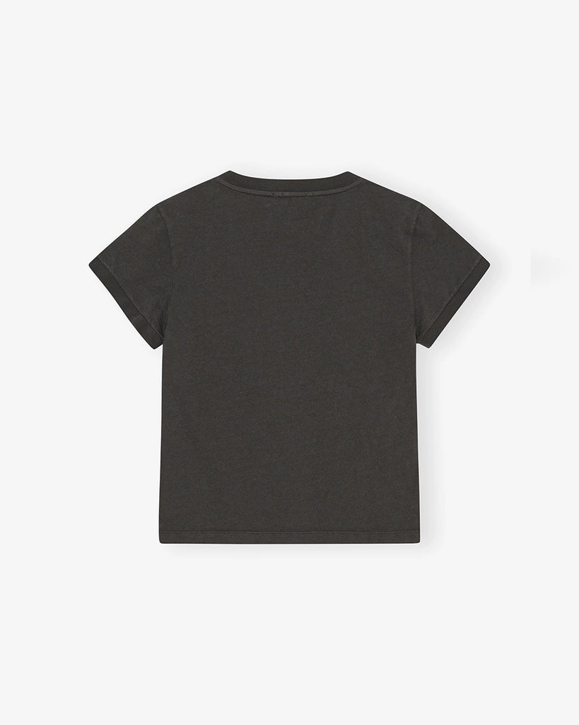 Ciemnoszary, bawełniany t-shirt&nbsp;4239 Jersey Poodle Baby GANNI z uroczym&nbsp;printem z psem i logo marki. 