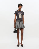 Ciemnoszary, bawełniany t-shirt&nbsp;4239 Jersey Poodle Baby GANNI z uroczym&nbsp;printem z psem i logo marki. 
