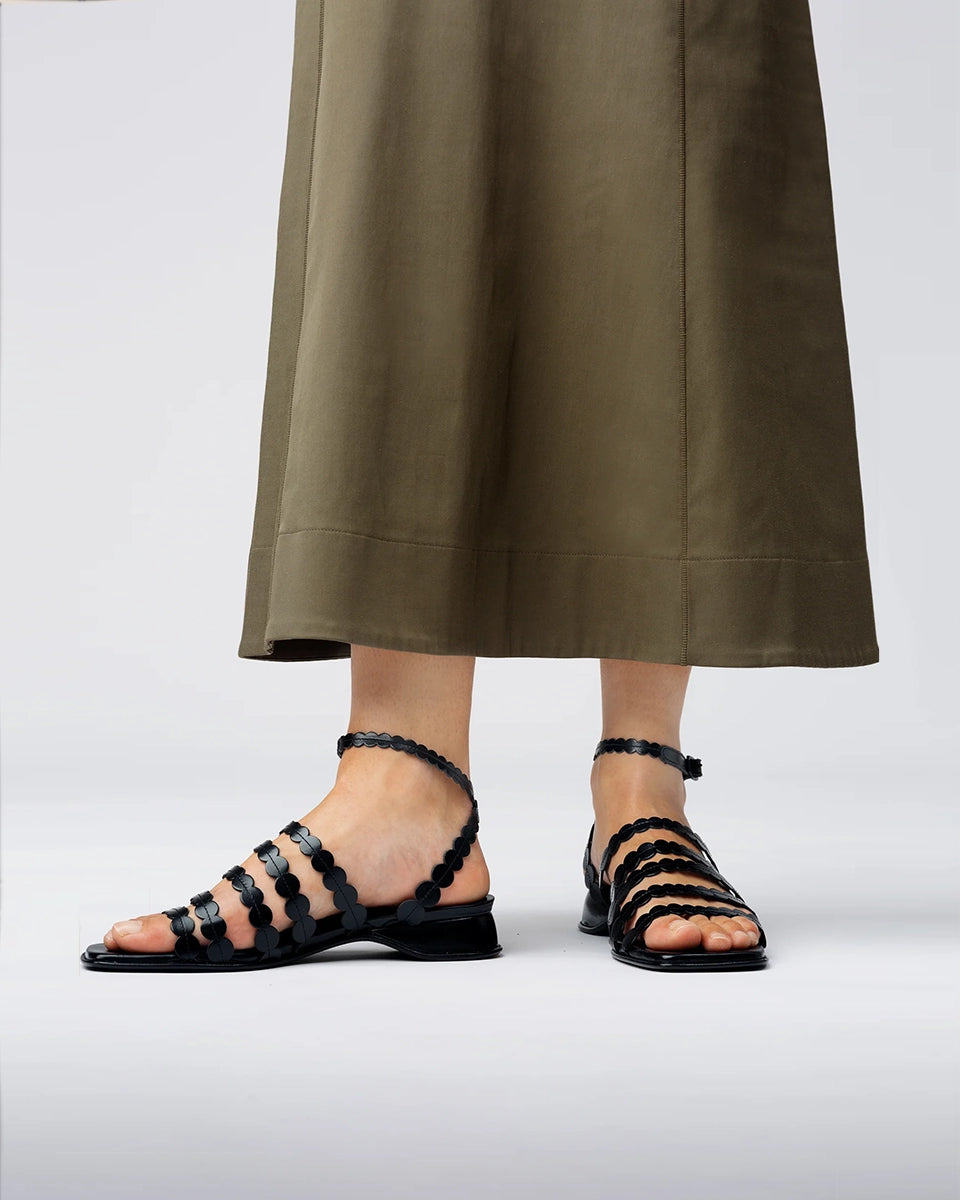 Black leather high heeled sandals Hereu Savina Black Kyosk.pl