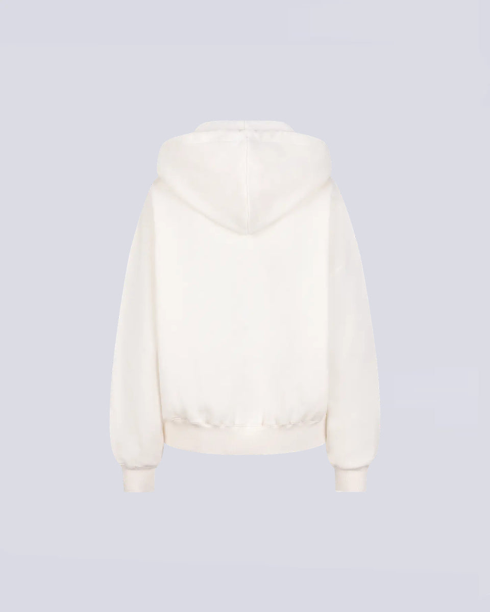 Luźna bluza z kapturem Maple Love Stories White w białym kolorze zapinana z przodu za pomocą zamka błyskawicznego. Posiada niewielkie logo marki na lewej piersi. Wykończona ściągaczami.&nbsp;

-Luźny, oversizowy krój

-Zamów w standardowym rozmiarze&nbsp;