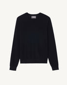 Cienki, luźny sweter MO2241N Noir w kolorze czarnym z okrągłym dekoltem, długimi rękawami i obniżoną linią ramion. Wykonany w 100% z kaszmiru. Idealnie pasuje do klasycznych jeansów lub spódnicy.&nbsp;