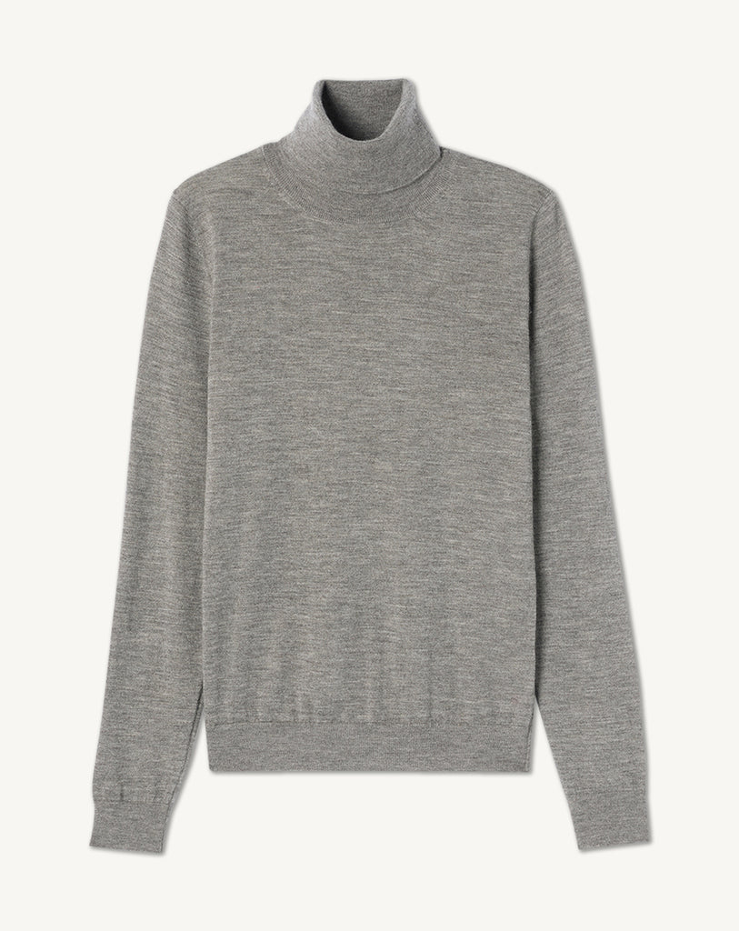 Prosty, cienki golf MO940N Gris Meteo w kolorze szarym z długimi rękawami. Wykonany w 100% z kaszmiru. Idealnie sprawdzi się jako podstawowy element jesiennych stylizacji.