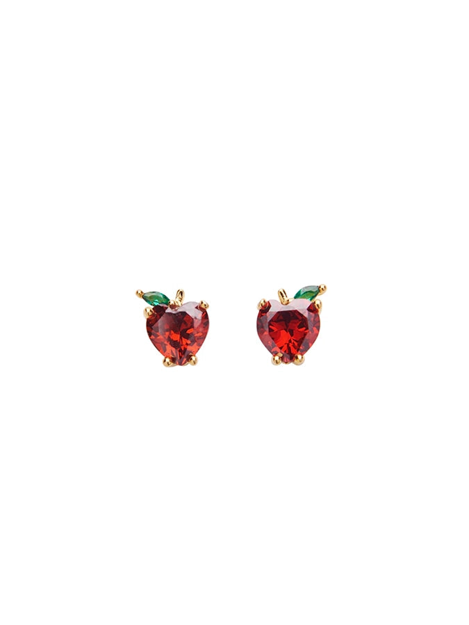 Niewielkie, pozłacane kolczyki wkręty z kryształowymi jabłkami Apple Crystal Stud Pico Copenhagen.