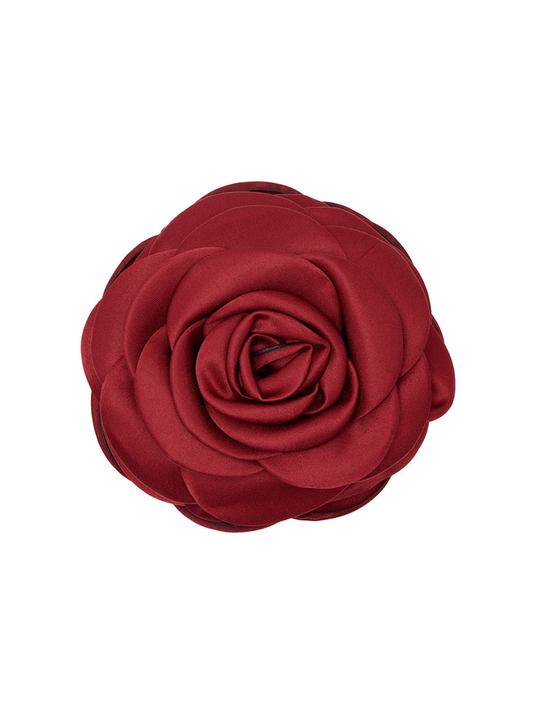 Duża bordowa spinka do włosów róża Giant Satin Rose Wine Pico