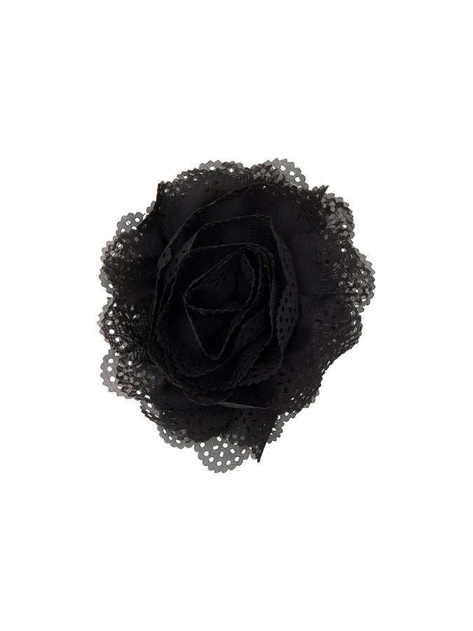 Duża spinka do włosów z dużymi zębami Lace Rose Pico Copenhagen i z materiałową, koronkową różą.