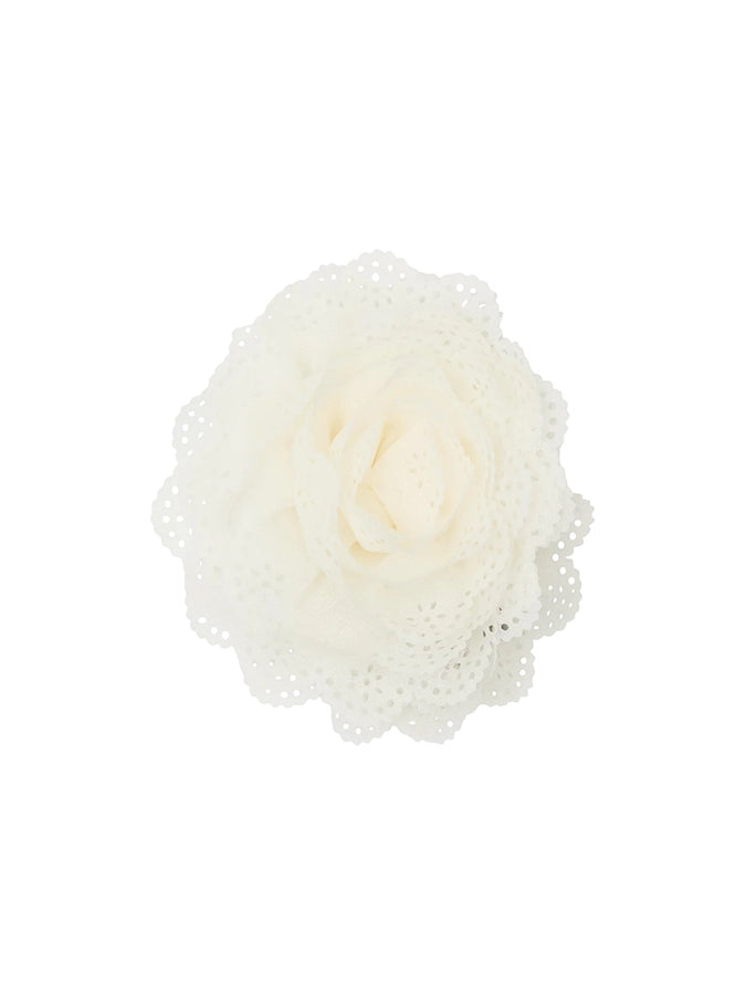 Duża spinka do włosów z dużymi zębami Lace Rose Pico Copenhagen i z materiałową, koronkową różą.&nbsp;